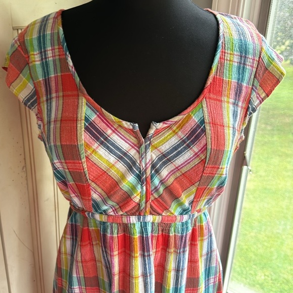 Eddie Bauer 100%‎ Cotton Plaid Tie Waist Sleeveless Dress - Picture 3 of 11